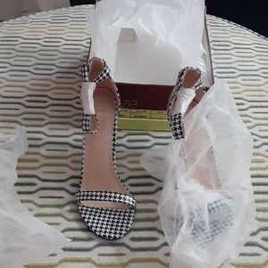 Glaze Black and White Houndstooth Heels